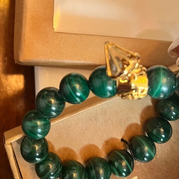 Simmons Jewelry Genuine Rough Diamond & Malachite Green Bracelet w/Gold Accent - Picture 5 of 8